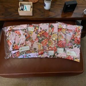 Bridesmaid and bride floral robes.